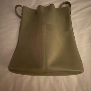 Olive Green Leather Tote Bag